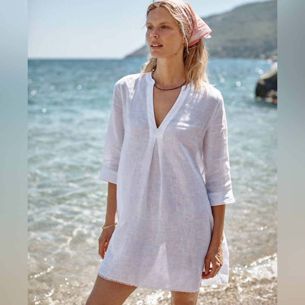 Garnet Hill Relaxed Linen Beach Dress NWOT